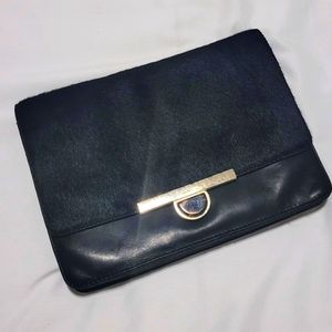 Dkny Lambskin Leather With Calf Hair Clutch